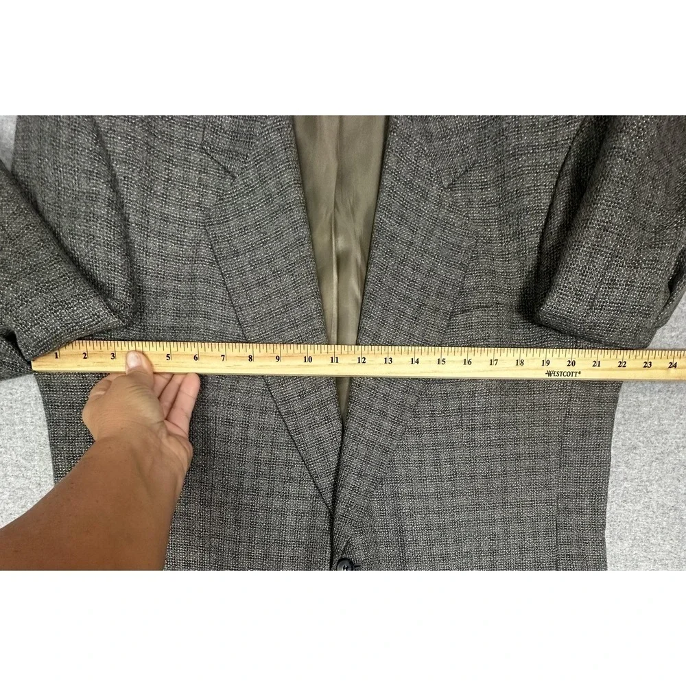 Vito‎ Rufolo Blazer Mens 44 Long Gray Check Wool Silk Made in Italy Sport Coat